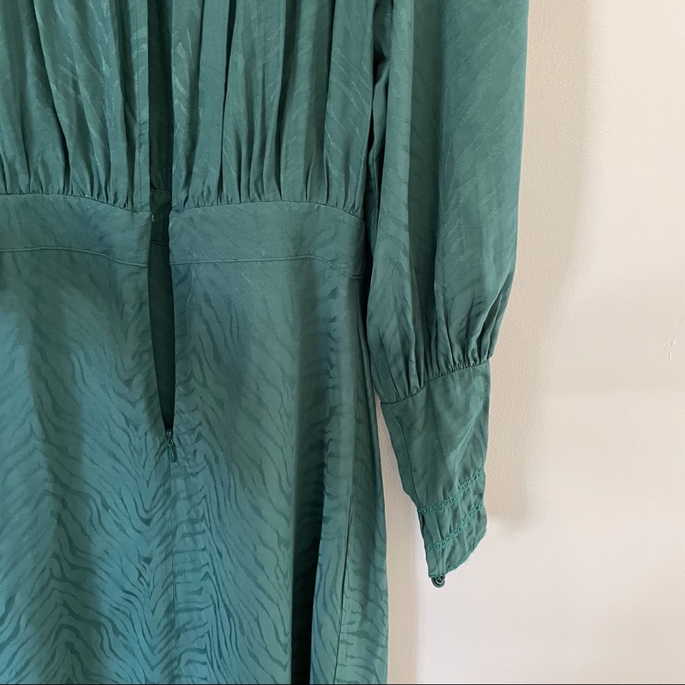 NWT Topshop Green Jacquard Midi dress Prairie dress size 4 - Picture 9 of 16